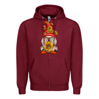 Burgundy western gnome with sunflowers Zipper Hoodie - texasbilliewilder