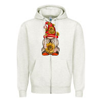 Oatmeal Heather western gnome with sunflowers Zipper Hoodie - texasbilliewilder