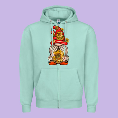 Zipper Hoodie western gnome with sunflowers