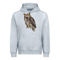 Heather Grey Great Horned Owl Urban Hoodie - LillyAllenDesigns