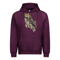 Mauve Wine Great Horned Owl Urban Hoodie - LillyAllenDesigns