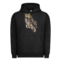 Pigment Black Great Horned Owl Urban Hoodie - LillyAllenDesigns