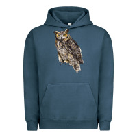 Pigment Midnight Navy Great Horned Owl Urban Hoodie - LillyAllenDesigns