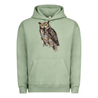 Pigment Oil Green Great Horned Owl Urban Hoodie - LillyAllenDesigns