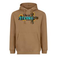 Toasted Coconut she i̇s strong western cross Heavyweight Hoodie - RanaPortraitStore