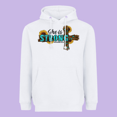 She İs Strong Western Cross Heavyweight Hoodie Designed By Ranaportraitstore