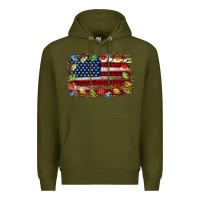 Army Green christmas american flag background Premium Hoodie - Jasminsmagicworld