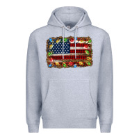 Heather Grey christmas american flag background Premium Hoodie - Jasminsmagicworld