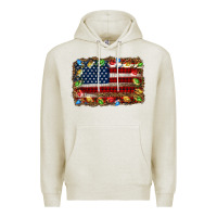 Oatmeal Heather christmas american flag background Premium Hoodie - Jasminsmagicworld