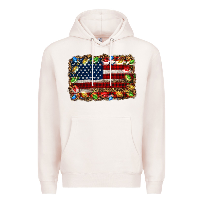 Christmas American Flag Background Premium Hoodie by Jasminsmagicworld | Teevron