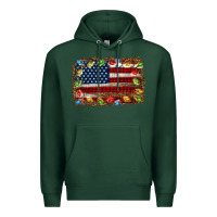 Sports Green christmas american flag background Premium Hoodie - Jasminsmagicworld