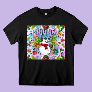 Chillin Snow Heavy Core Tee Designed By Cowhidedigitalart
