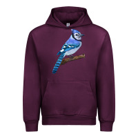 Mauve Wine Blue Jay Bird Urban Hoodie - LillyAllenDesigns