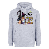 Heather Grey Black Witch Vibes Heavyweight Hoodie - texasbilliewilder