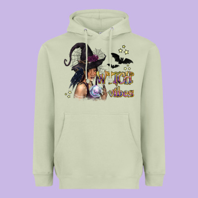 Black Witch Vibes Heavyweight Hoodie Designed By Texasbilliewilder