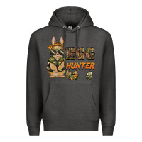 Charcoal Heather easter egg hunter rabbit bunny Premium Hoodie - BarkalooDesign