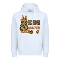 White easter egg hunter rabbit bunny Premium Hoodie - BarkalooDesign
