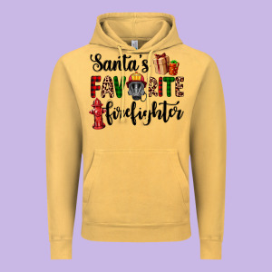 Santa's Favorite Firefighter Vintage Hoodie Designed By Adodesignshop