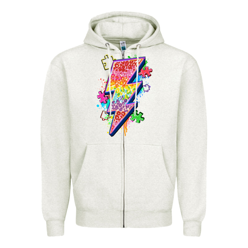 Lightning Bolt Autism Zipper Hoodie by Zillion Design Studio | Teevron