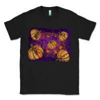 Black Halloween Pumpkin Cobweb Background Classic Tee - RanaPortraitStore