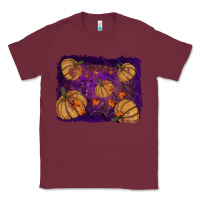 Burgundy Halloween Pumpkin Cobweb Background Classic Tee - RanaPortraitStore