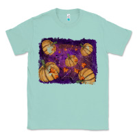 Seafoam Halloween Pumpkin Cobweb Background Classic Tee - RanaPortraitStore