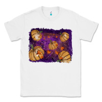 White Halloween Pumpkin Cobweb Background Classic Tee - RanaPortraitStore