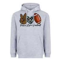 Heather Grey peace love football Heavyweight Hoodie - RanaPortraitStore