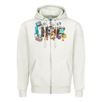 Oatmeal Heather i hook it up sewing Zipper Hoodie - Zillion Design Studio