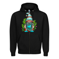 Black western gnome with turquoise gemstone Zipper Hoodie - texasbilliewilder