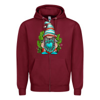 Burgundy western gnome with turquoise gemstone Zipper Hoodie - texasbilliewilder