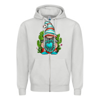 Dove Grey western gnome with turquoise gemstone Zipper Hoodie - texasbilliewilder