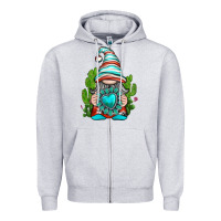 Heather Grey western gnome with turquoise gemstone Zipper Hoodie - texasbilliewilder