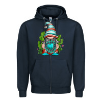 Navy western gnome with turquoise gemstone Zipper Hoodie - texasbilliewilder
