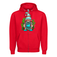 Red western gnome with turquoise gemstone Zipper Hoodie - texasbilliewilder