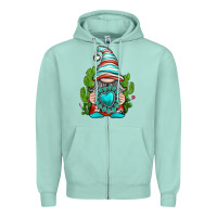Seafoam western gnome with turquoise gemstone Zipper Hoodie - texasbilliewilder