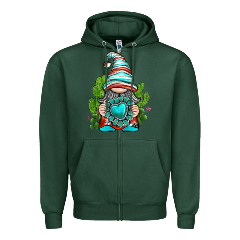 Western Gnome With Turquoise Gemstone Zipper Hoodie by texasbilliewilder | Teevron