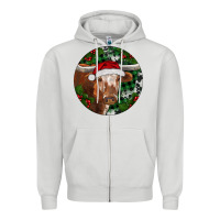 Longhorn Cow Christmas Zipper Hoodie | Teevron