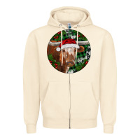 Sandshell Longhorn Cow Christmas Zipper Hoodie - RanaPortraitStore