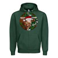 Sports Green Longhorn Cow Christmas Zipper Hoodie - RanaPortraitStore