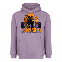 Lavender Black Cat Crossing Heavyweight Hoodie - texasbilliewilder