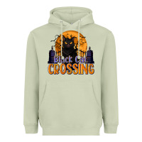 Matcha Black Cat Crossing Heavyweight Hoodie - texasbilliewilder