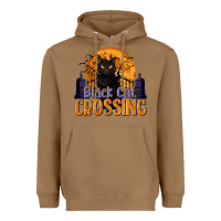 Toasted Coconut Black Cat Crossing Heavyweight Hoodie - texasbilliewilder