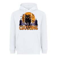White Black Cat Crossing Heavyweight Hoodie - texasbilliewilder