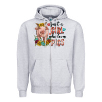 Heather Grey western just girl who loves pigs Zipper Hoodie - texasbilliewilder