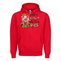 Red western just girl who loves pigs Zipper Hoodie - texasbilliewilder