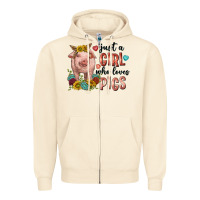 Sandshell western just girl who loves pigs Zipper Hoodie - texasbilliewilder