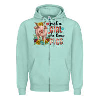 Seafoam western just girl who loves pigs Zipper Hoodie - texasbilliewilder