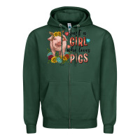 Sports Green western just girl who loves pigs Zipper Hoodie - texasbilliewilder