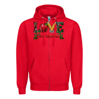 Red Western Christmas Love Zipper Hoodie - RanaPortraitStore